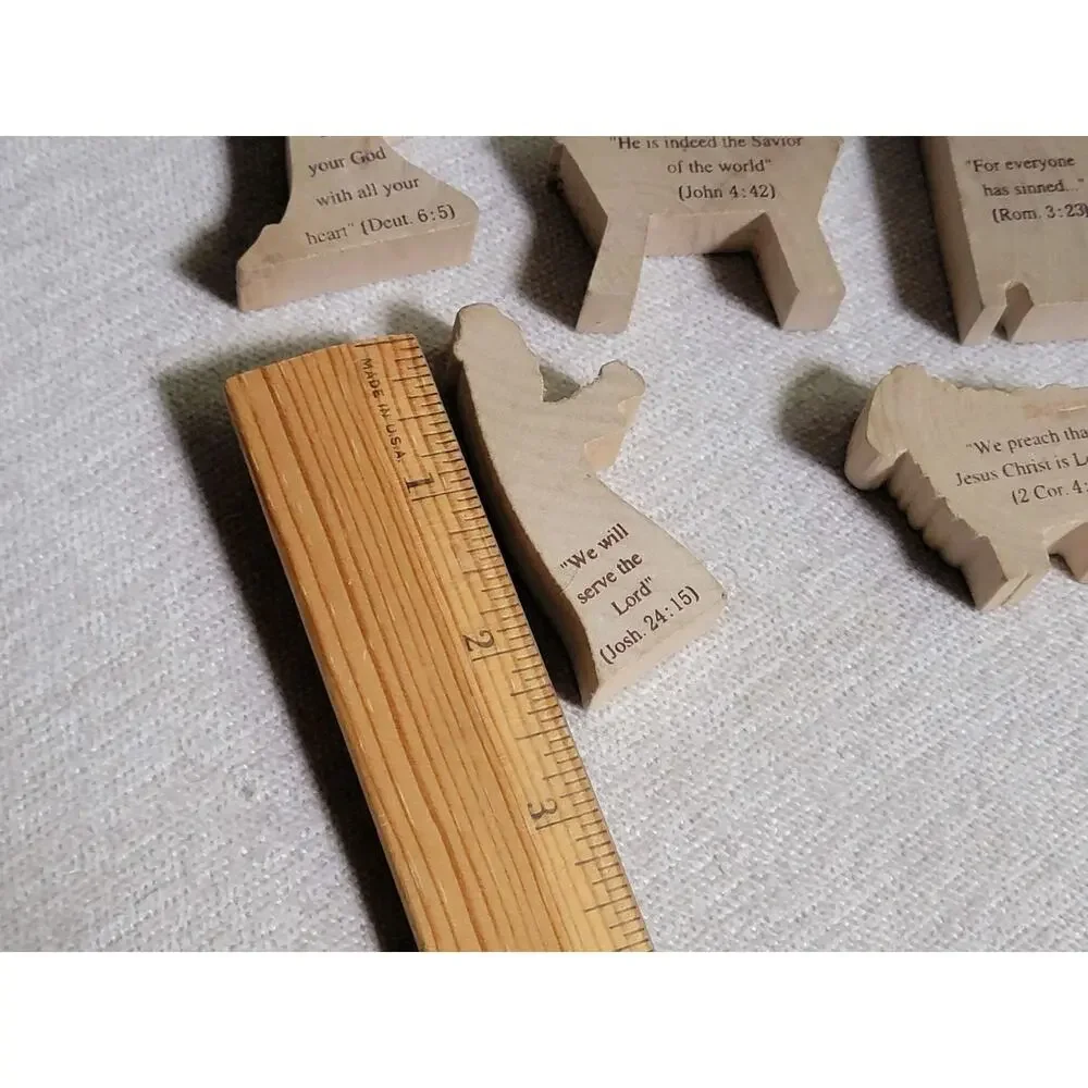 5 Piece Wooden Bethlehem Nativity Village with Bible Quotes